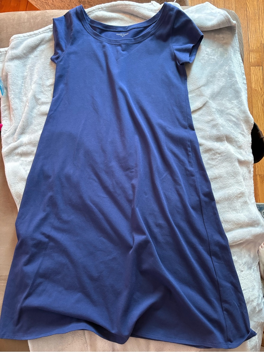 Eileen Fisher Navy Scoop-Neck Midi Dress